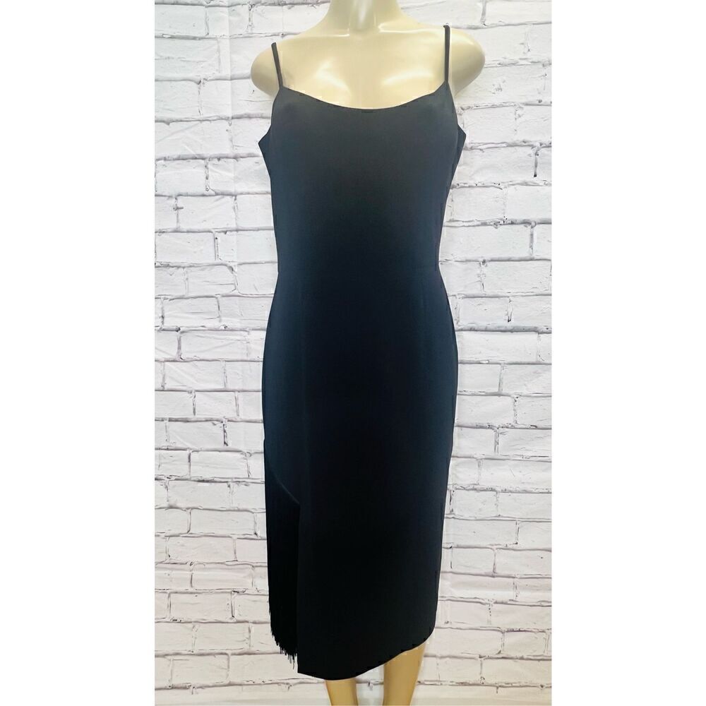 Dress The Population Womens Black Fringe Rory Midi Sheath Dress Size XL NWOT
